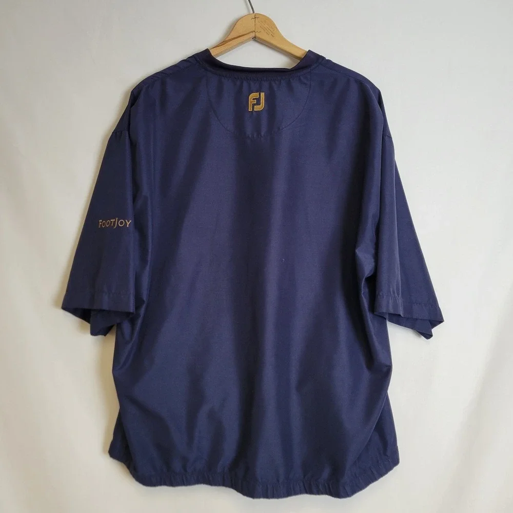 FootJoy Wind Shirt Mens Large Navy Blue Golf Short Sleeve Pullover Jacket Pocket